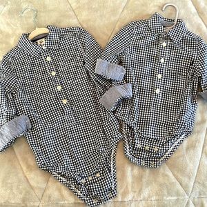 Osh Kosh B’Gosh Matching Navy Gingham Shirts